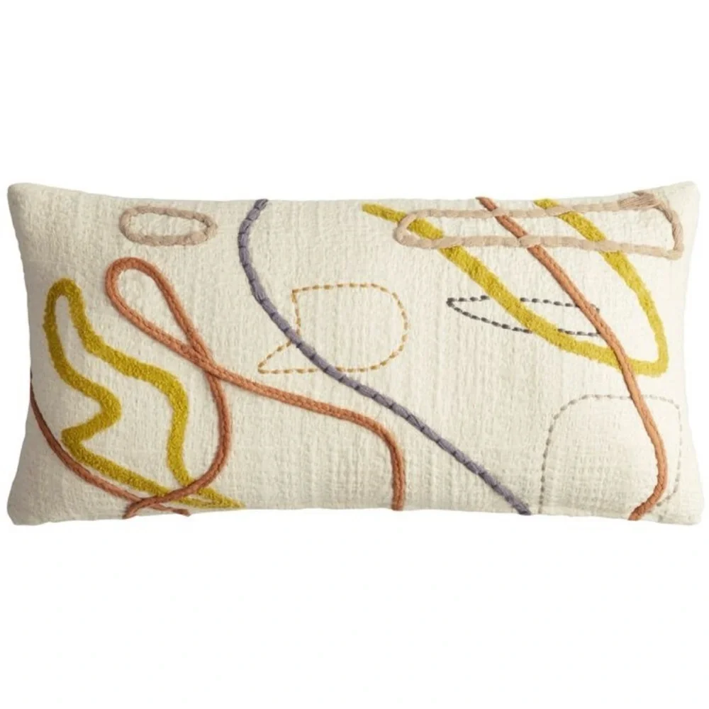 COST PLUS WORLD MARKET Abstract Contoured Line Lumbar Pillow Cover 12” X 24”